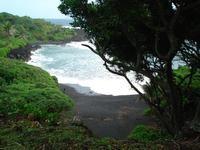 This is the black sand beach