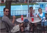 Kevin, Angie and Kiana taking a well deserved break at Kings Island