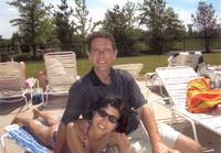 Kevin and Georgie at the pool at Four Bridges