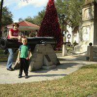 Kids love the old cannon (Downtown St. Augustine)